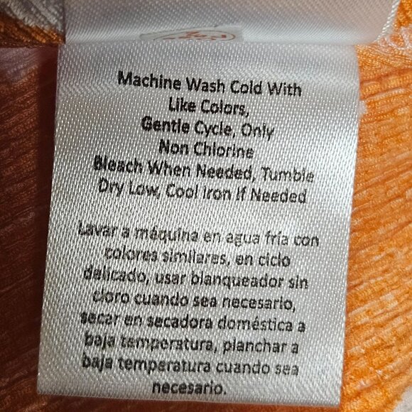 Batia New York Top Womens Size 3XL Orange White Button Up Blouse Balloon Sleeve - Picture 4 of 7